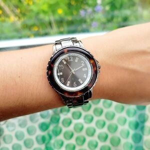 Classic Rhinestone Black Tortoise Shell Watch